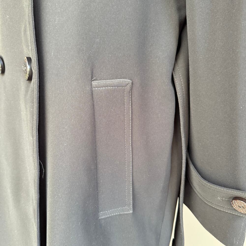 MYCRA PAC black Rain Coat  - Trench Double Breasted Classy EUC Sz 1 S/M - Picture 8 of 14